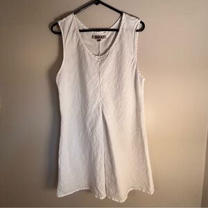 Flax White Sleeveless 100% Linen A-Line Tunic Minidress Coverup